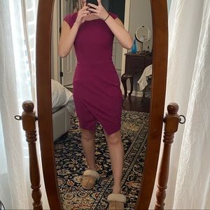 Bar III sheath dress with tulip hem magenta Small